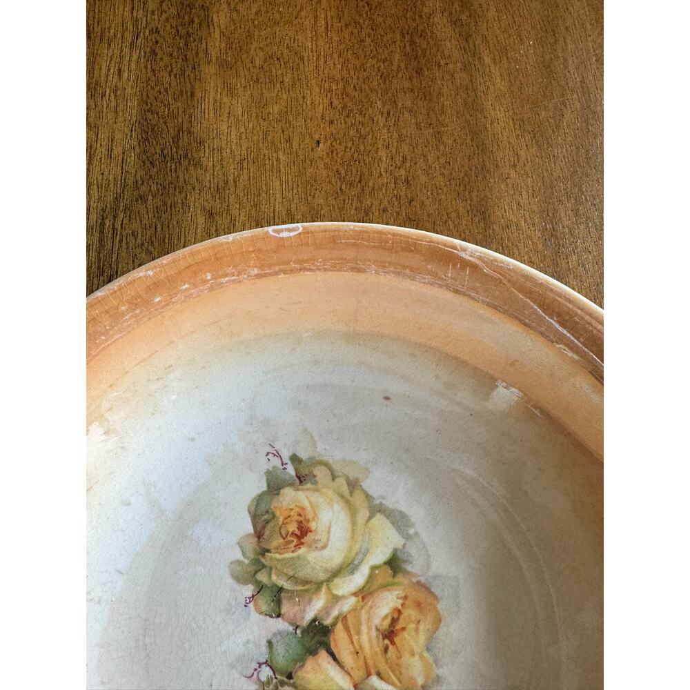 Vintage W.S. George Derwood 212 B Peach Rose Floral 9" Serving Bowl Lusterware - Picture 7 of 8